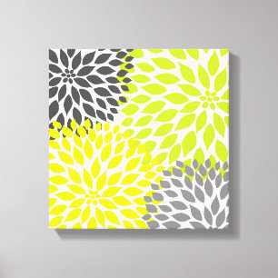 Chartreuse Green and Grey Dahlia mod decor