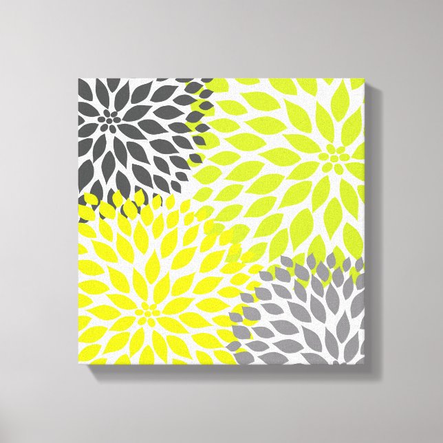 Chartreuse Green and Grey Dahlia mod decor (Front)