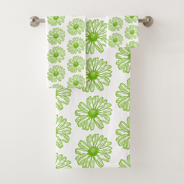 Chartreuse Green Daisy Print, Hippie Flower Print (En situation)