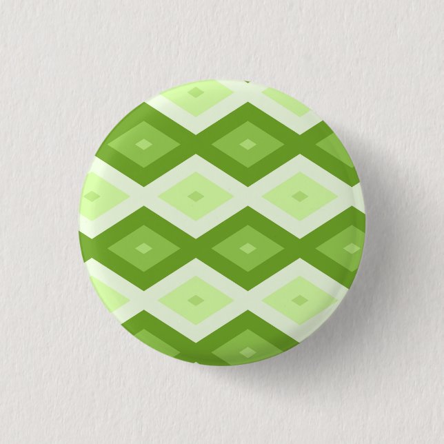 Chartreuse green diamond pattern 1 inch round button (Front)