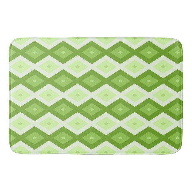 Chartreuse green diamond pattern bath mat (Front)