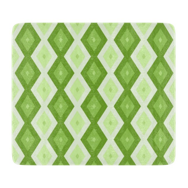 Chartreuse green diamond pattern cutting board (Front)
