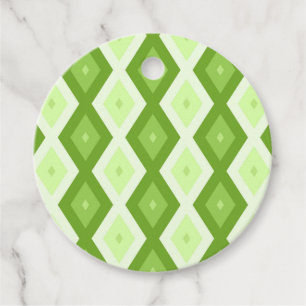 Chartreuse green diamond pattern favour tags