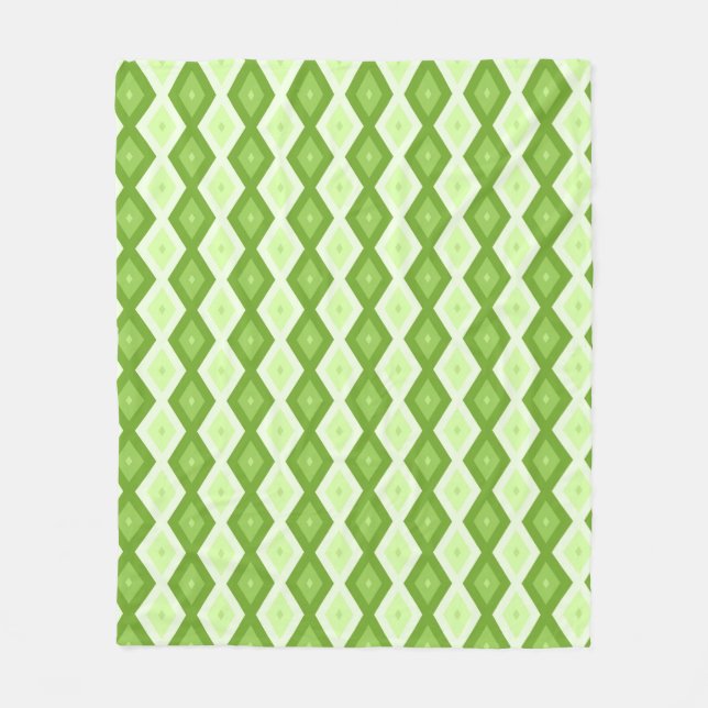 Chartreuse green diamond pattern fleece blanket (Front)