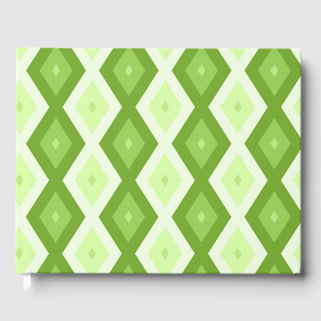 Chartreuse green diamond pattern guest book (Front)