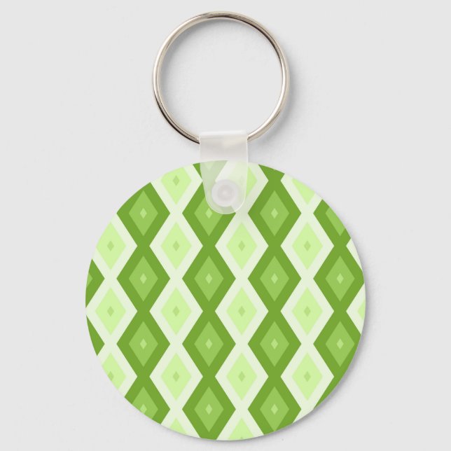 Chartreuse green diamond pattern keychain (Front)
