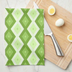 Chartreuse green diamond pattern kitchen towel