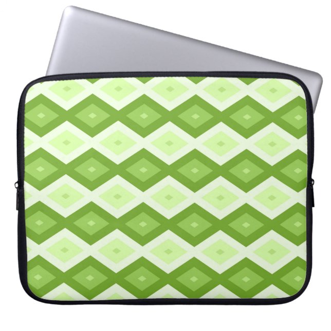 Chartreuse green diamond pattern laptop sleeve (Front)