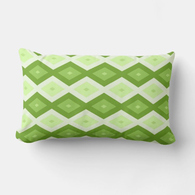 Chartreuse green diamond pattern lumbar pillow (Front)