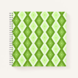 Chartreuse green diamond pattern notebook