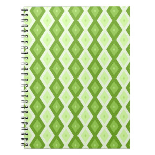 Chartreuse green diamond pattern notebook