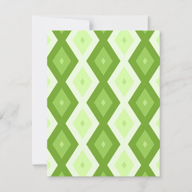 Chartreuse green diamond pattern RSVP card (Front)
