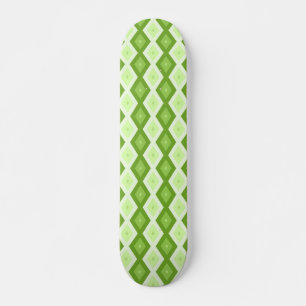 Chartreuse green diamond pattern skateboard