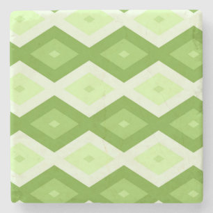 Chartreuse green diamond pattern stone coaster