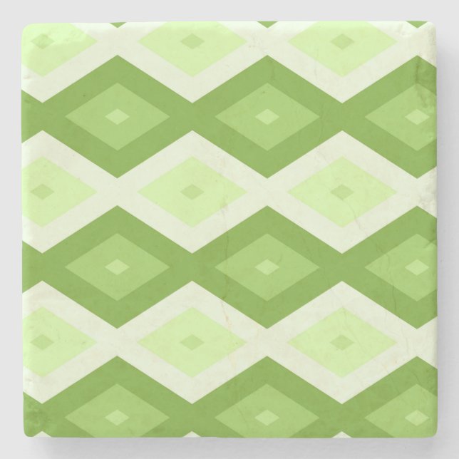 Chartreuse green diamond pattern stone coaster (Front)