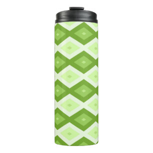 Chartreuse green diamond pattern thermal tumbler