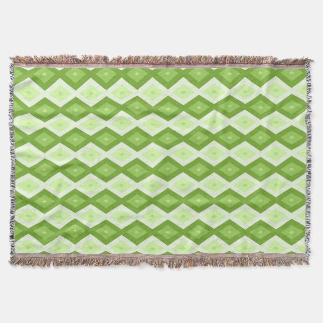 Chartreuse green diamond pattern throw blanket (Front)
