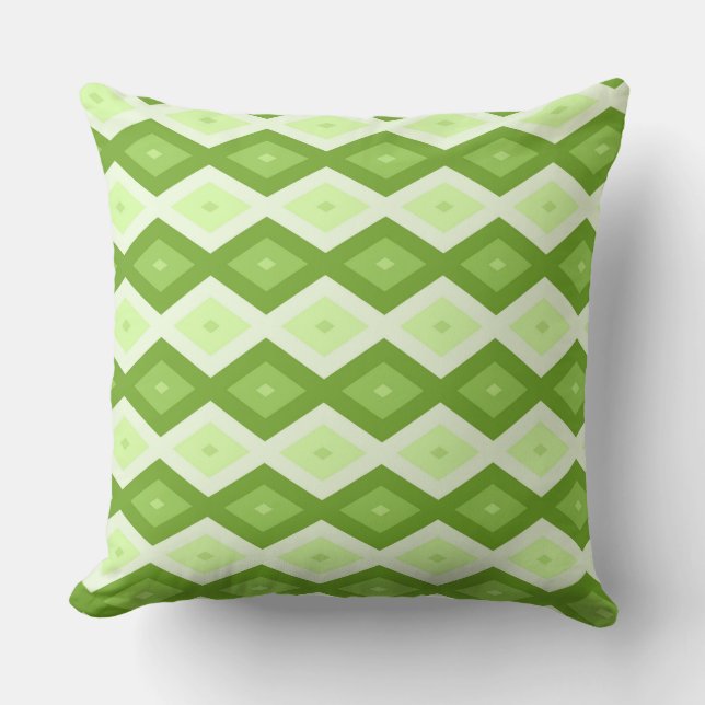 Chartreuse green diamond pattern throw pillow (Front)