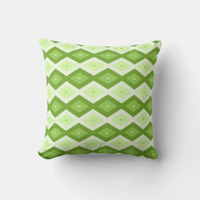 Chartreuse green diamond pattern throw pillow (Front)