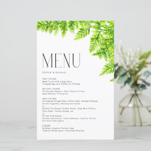 Chartreuse Green Fern Carte à la carte Mariage Feu