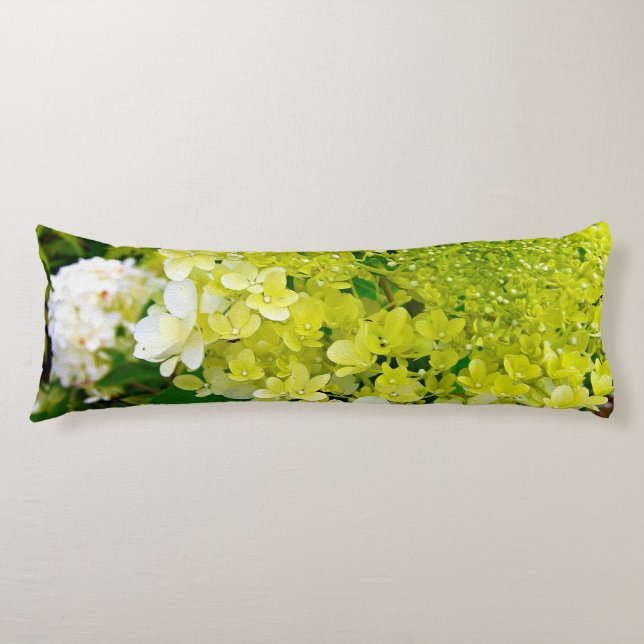 Chartreuse Green, Limelight Hydrangea, Body Pillow (Front)