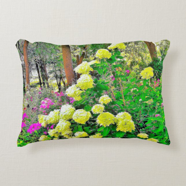 Chartreuse Green Limelight Hydrangea Garden Accent Pillow (Front)