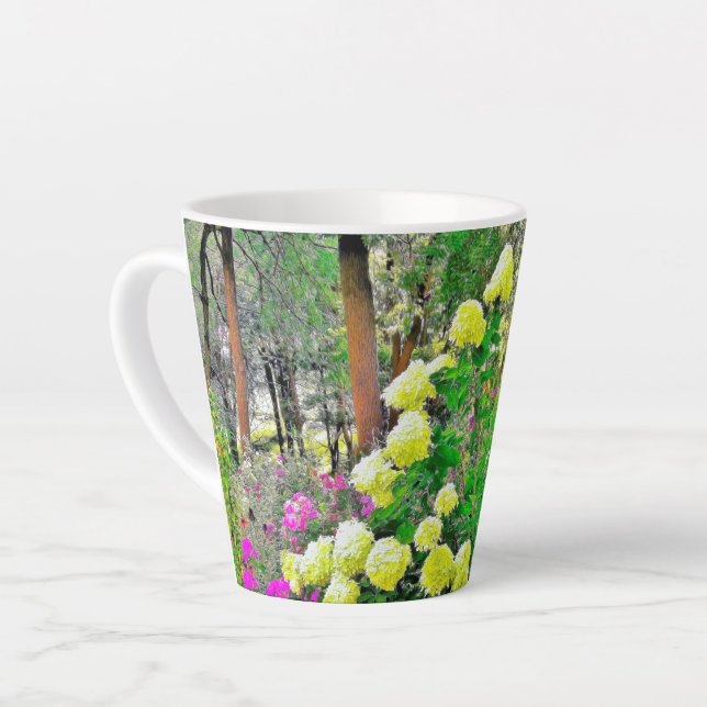 Chartreuse Green Limelight Hydrangea Garden Latte Mug (Left Angle)