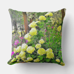 Chartreuse Green Limelight Hydrangea Garden Throw Pillow