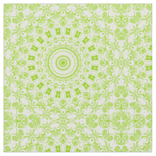 Chartreuse Green Mandala Pattern Fabric