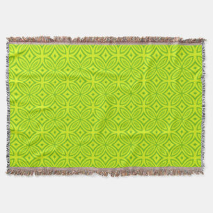 Chartreuse green retro abstract geometric pattern throw blanket