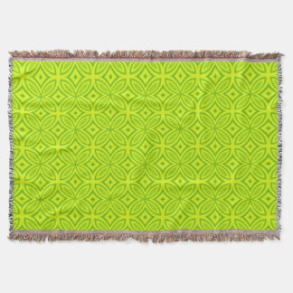 Chartreuse green retro abstract geometric pattern throw blanket