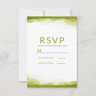 Chartreuse Green Watercolor Modern Wedding RSVP