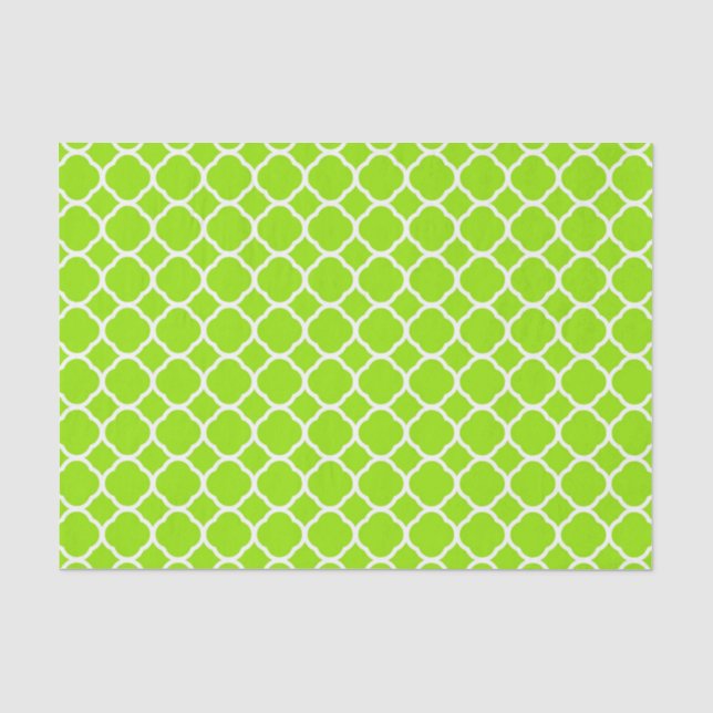 Chartreuse Green Yellow Quatrefoil Pattern Tissue Paper (Front)