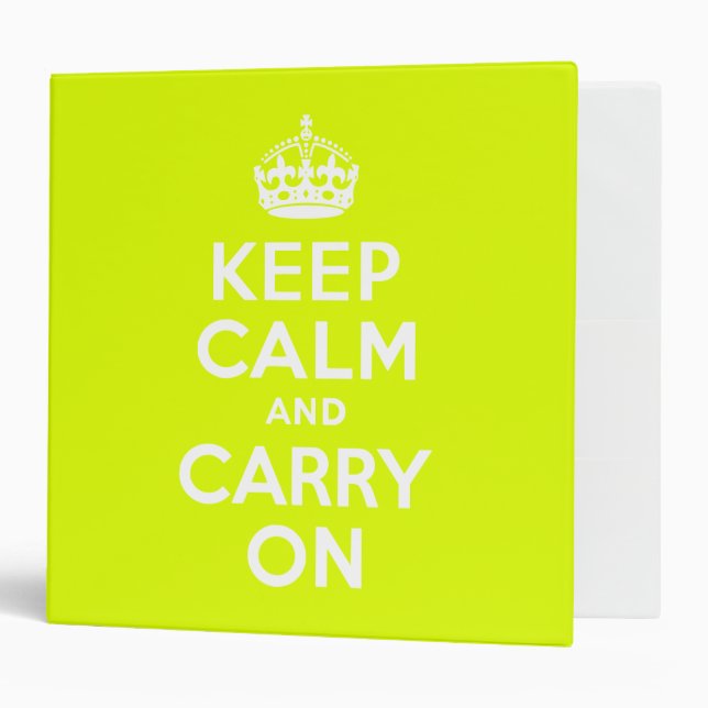 Chartreuse  Keep Calm and Carry On Binder (Front/Inside)