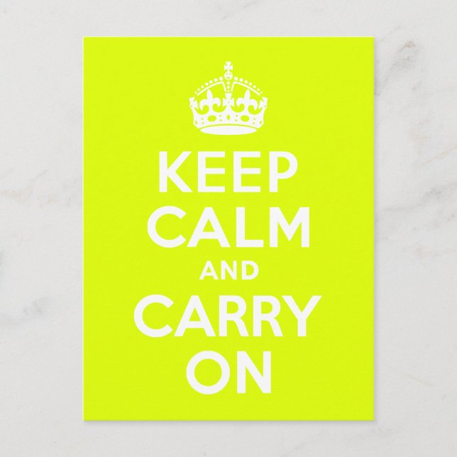 Chartreuse  Keep Calm and Carry On Postcard (Front)
