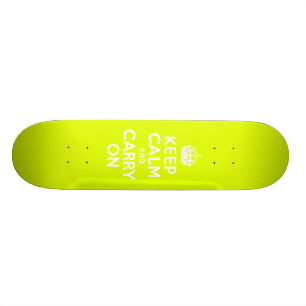 Chartreuse  Keep Calm and Carry On Skateboard