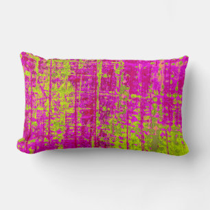 Chartreuse Kiss Pink and Green Abstract Lumbar Pillow