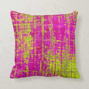 Chartreuse Kiss Pink and Green Abstract Throw Pillow