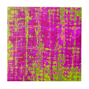 Chartreuse Kiss Pink and Green Abstract Tile
