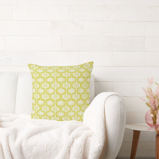 Chartreuse Mid-Century Modern Geometric Throw Pillow (Couch)