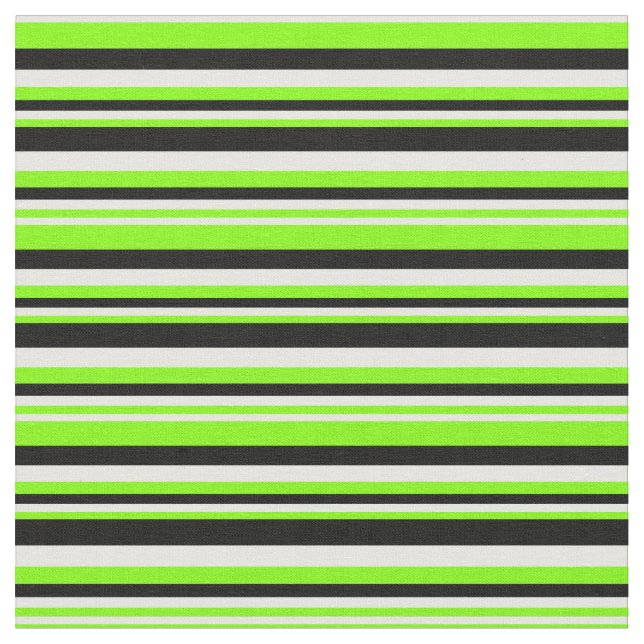 Chartreuse, Mint Cream, and Black Coloured Pattern Fabric (Close Up)