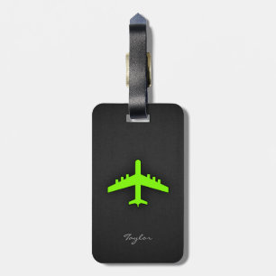 Chartreuse, Neon Green Airplane Luggage Tag