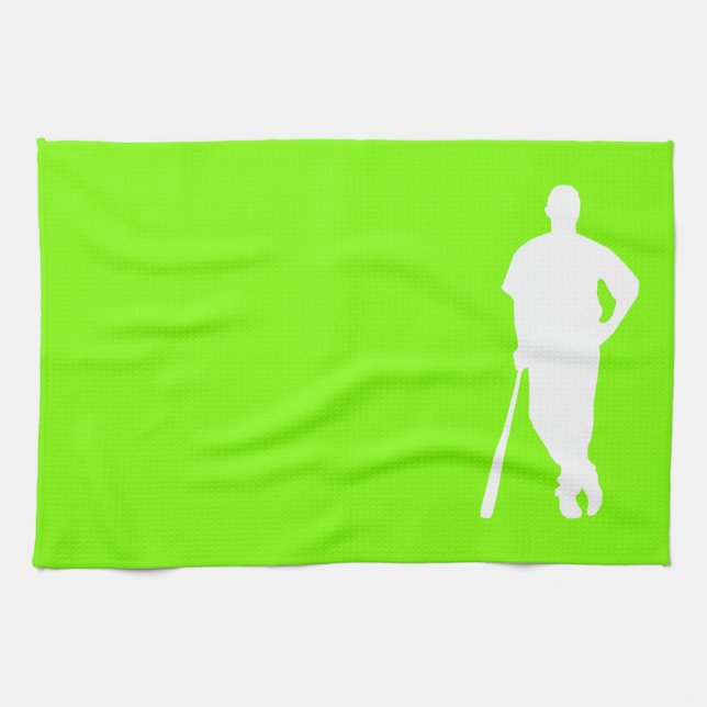 Chartreuse, Neon Green Baseball Kitchen Towel (Horizontal)
