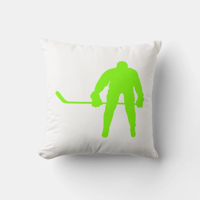 Chartreuse, Neon Green Hockey Throw Pillow (Front)