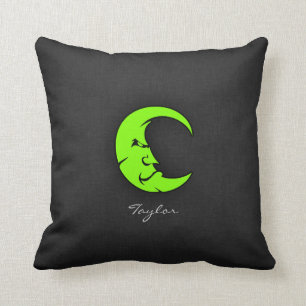 Chartreuse, Neon Green Moon Throw Pillow