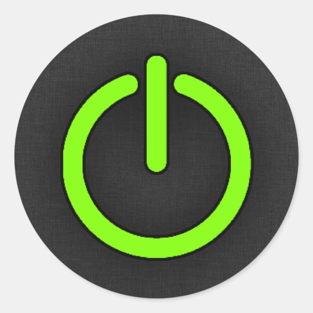 Chartreuse, Neon Green Power Button Classic Round Sticker (Front)