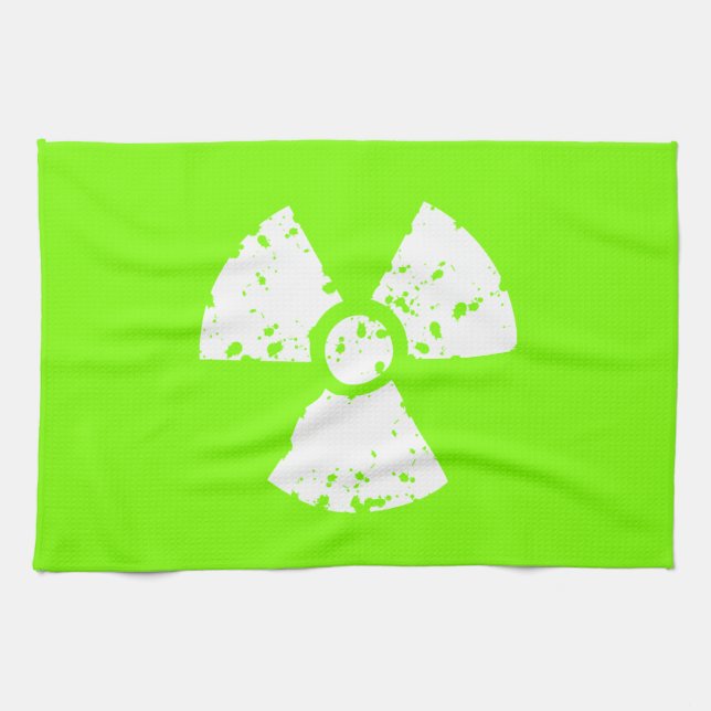 Chartreuse, Neon Green Radioactive Symbol Kitchen Towel (Horizontal)