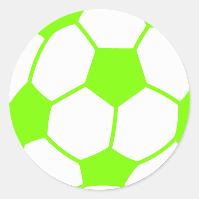 Chartreuse, Neon Green Soccer Ball Classic Round Sticker (Front)
