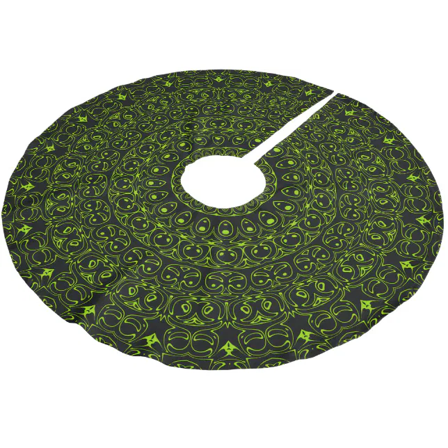 Chartreuse on Black Mandala Kaleidoscope Medallion Brushed Polyester ...