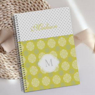 Chartreuse Points de Gris Monogramme Tendance